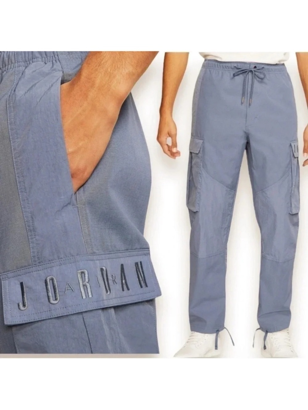Air Jordan Sport DNA Cargo Pocket Casual Blue Nylon Pants Men’s Size XS